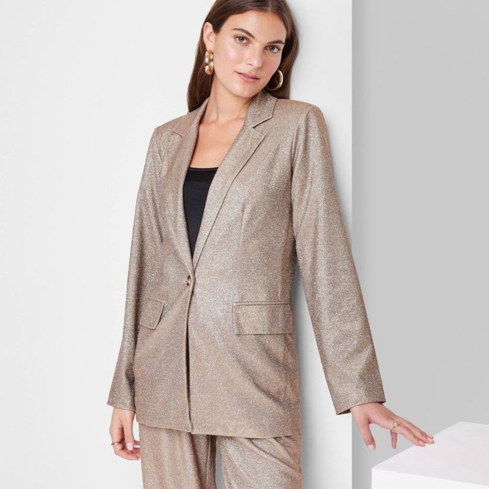 Women's Oversized Glitter Blazer - Wild Fable Copper S